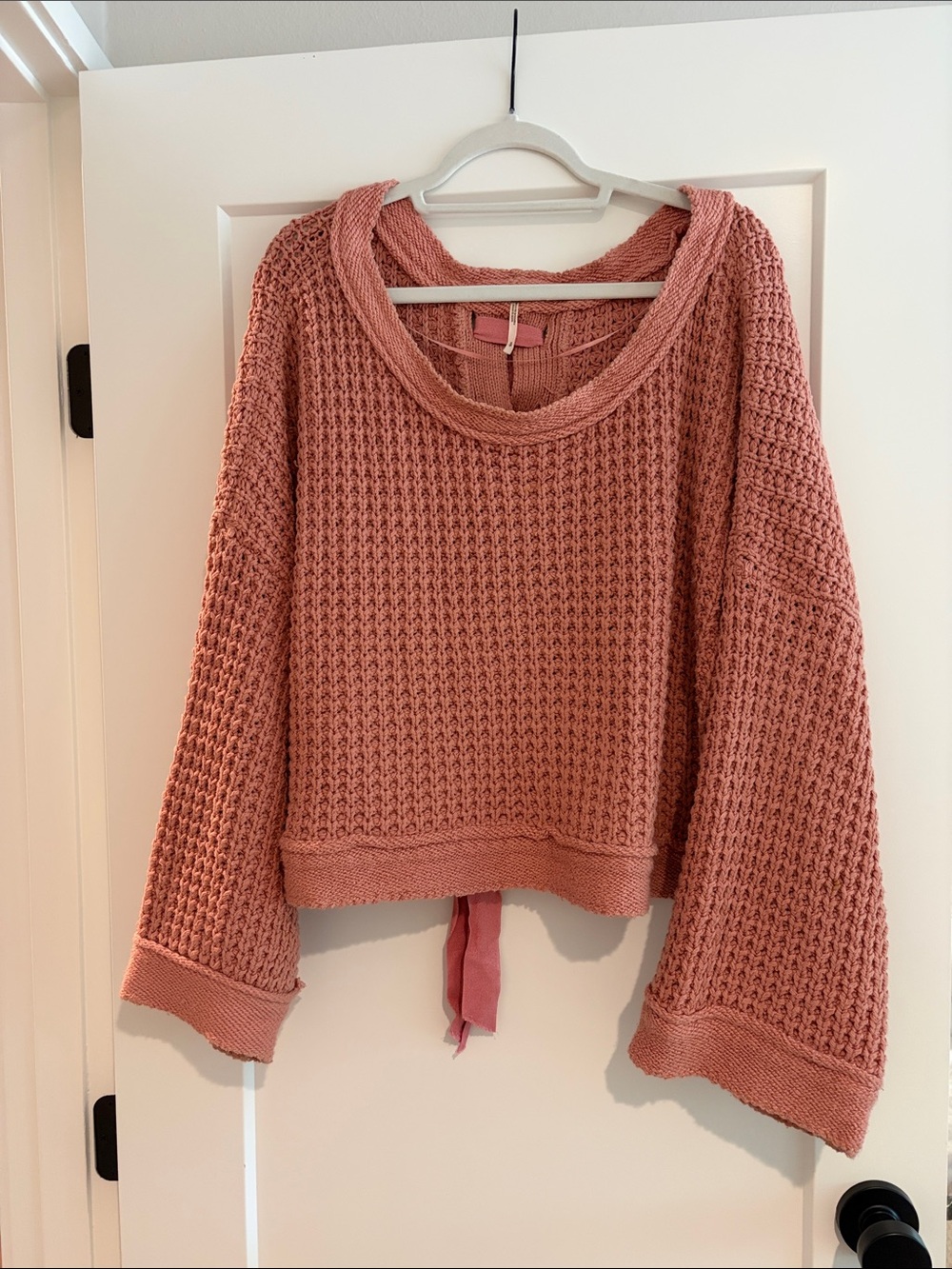 Free People Waffle Knit Scoop Neck Sweater in Dusty Rose